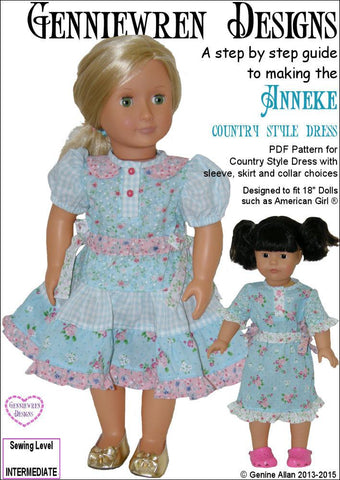 Genniewren 18 Inch Modern Anneke Country Style Dress 18" Doll Clothes Pixie Faire