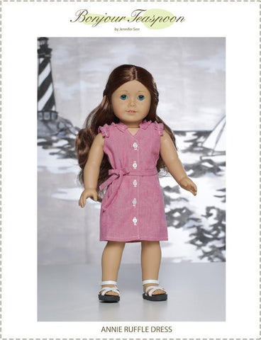 Bonjour Teaspoon 18 Inch Modern Annie Ruffle Dress 18" Doll Clothes Pattern Pixie Faire