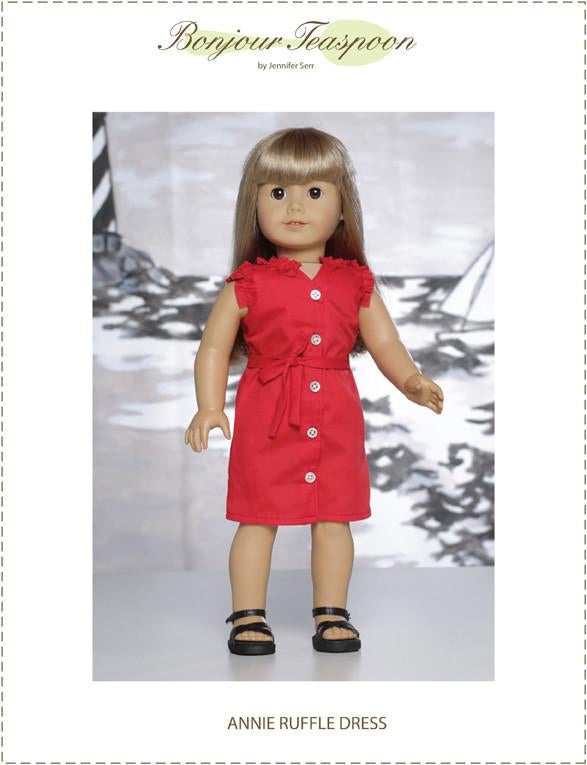 Bonjour Teaspoon 18 Inch Modern Annie Ruffle Dress 18" Doll Clothes Pattern Pixie Faire