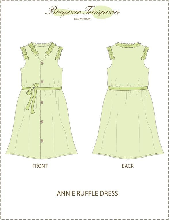 Bonjour Teaspoon 18 Inch Modern Annie Ruffle Dress 18" Doll Clothes Pattern Pixie Faire