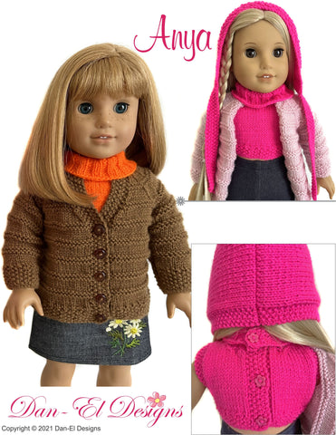 Dan-El Designs Knitting Anya 18 inch Doll Knitting Pattern Pixie Faire