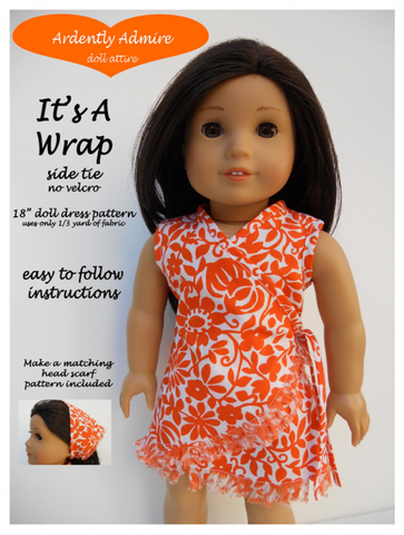 Ardently Admire 18 Inch Modern It's A Wrap Dress 18" Doll Clothes Pattern Pixie Faire