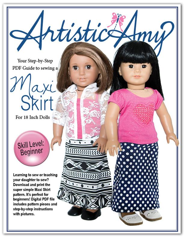 Maxi Skirt 18 inch Doll Clothes PDF Pattern Download maxi-skirt-18-inch-doll-clothes-pdf-pattern-download