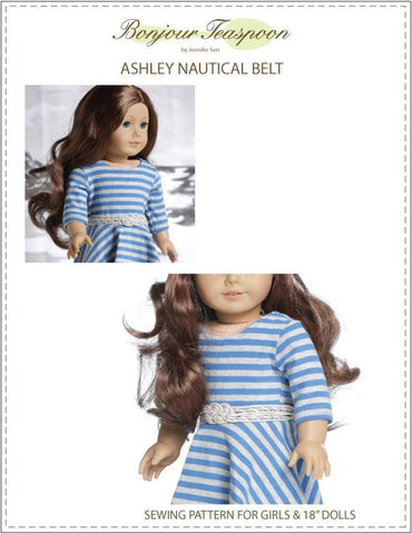 Bonjour Teaspoon 18 Inch Modern Ashley Nautical Belt Pattern for Girls and 18" Dolls Pixie Faire