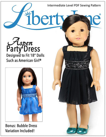 Liberty Jane 18 Inch Modern Aspen Party Dress 18" Doll Clothes Pattern Pixie Faire