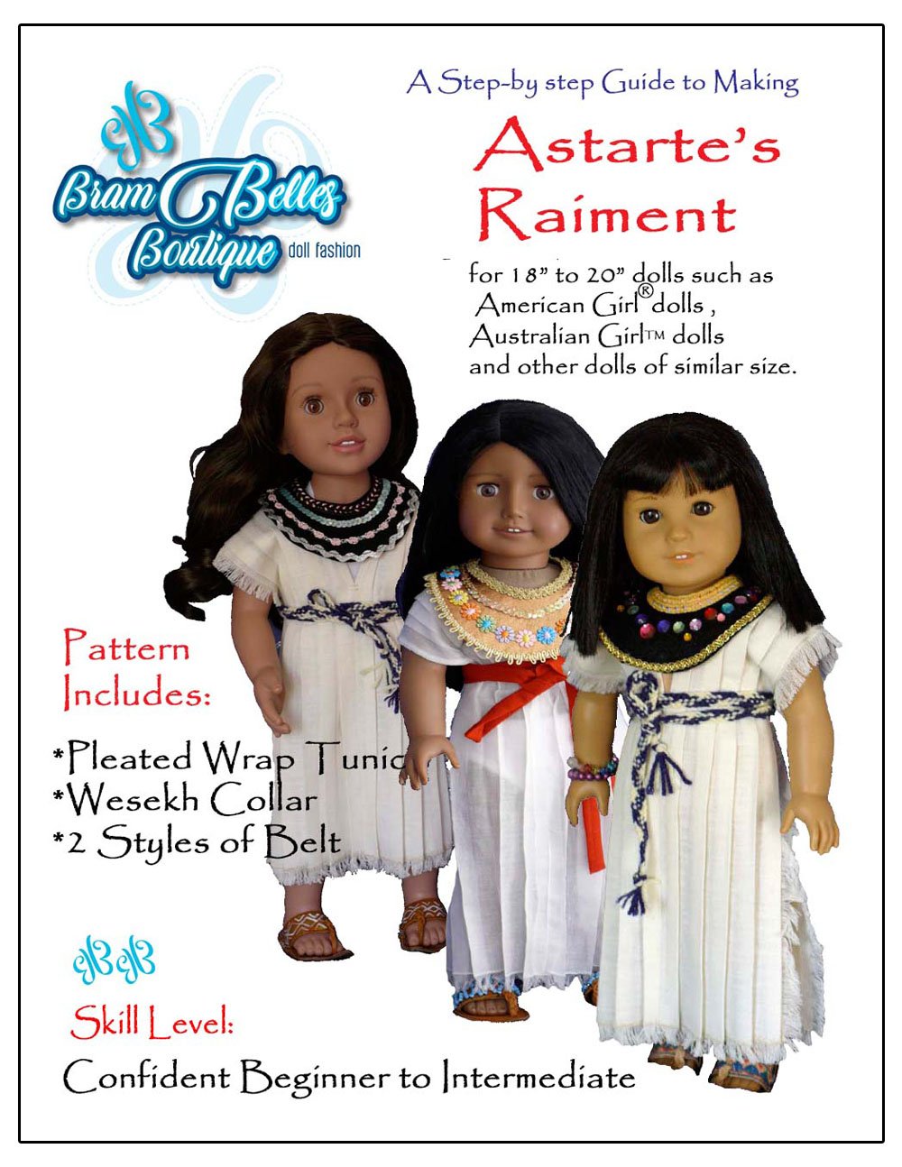 Brambelles boutique 18 Inch Historical Astarte's Raiment 18-20" Doll Clothes Pattern Pixie Faire
