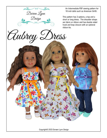 Doreen Lynn Design 18 Inch Modern Aubrey Dress 18" Doll Clothes Pattern Pixie Faire