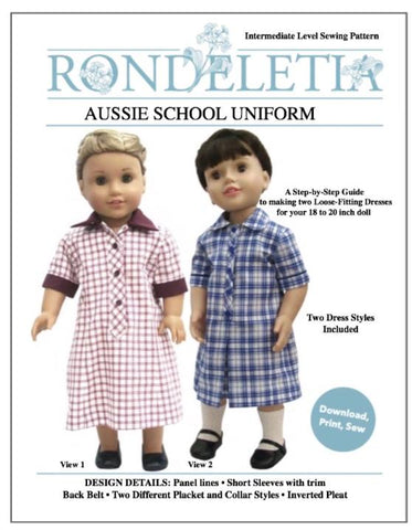 Rondeletia 18 Inch Modern Aussie School Uniform Pattern for 18 to 20 Inch Dolls Pixie Faire