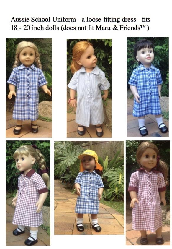 Rondeletia Aussie School Uniform Doll Clothes Pattern 18 inch