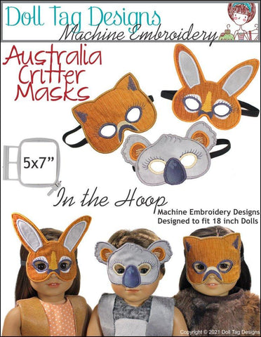 Doll Tag Clothing Machine Embroidery Design Australia Critter Masks For 18-inch Dolls Machine Embroidery Designs Pixie Faire