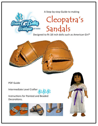 Brambelles boutique Shoes Cleopatra's Sandals 18" Doll Shoe Pattern Pixie Faire