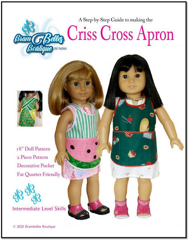 Brambelles boutique 18 Inch Modern Criss Cross Apron 18" Doll Accessories Pixie Faire