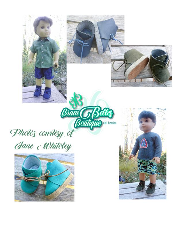 Brambelles boutique Shoes No-Sew Desert Boots 18" Doll Shoe Pattern Pixie Faire