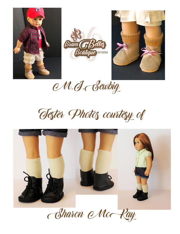 Brambelles boutique Shoes No-Sew Desert Boots 18" Doll Shoe Pattern Pixie Faire