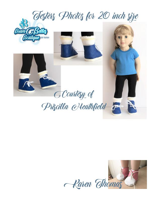 Brambelles boutique Shoes No-Sew Desert Boots 18" Doll Shoe Pattern Pixie Faire