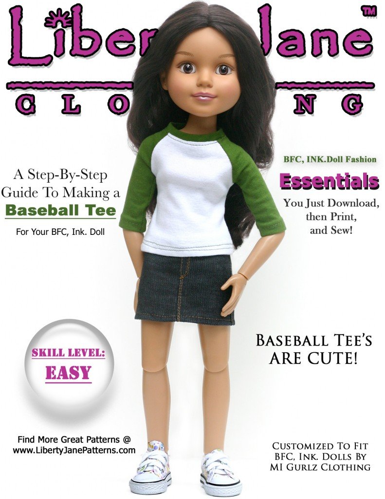 Baseball Tee for BFC, Ink Doll Clothes Pattern PDF Download