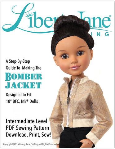 Liberty Jane BFC Ink Bomber Jacket for BFC, Ink. Dolls Pixie Faire