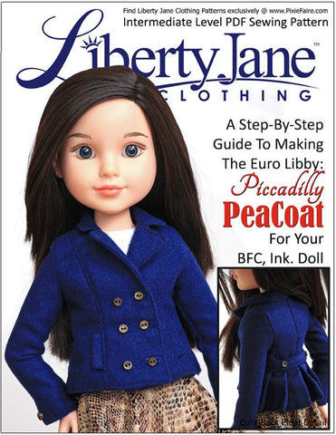 Liberty Jane BFC Ink Piccadilly Peacoat Pattern for BFC, Ink. Dolls Pixie Faire