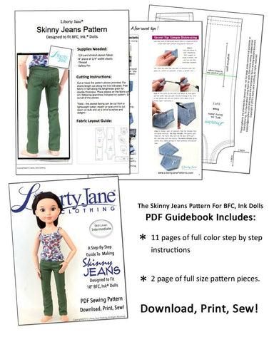 Liberty Jane BFC Ink Skinny Jeans for BFC, Ink Dolls Pixie Faire