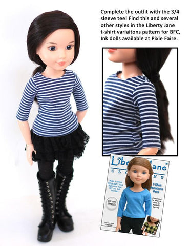 Liberty Jane BFC Ink Sofia Blazer and Tiered Skirt Pattern for BFC, Ink. Dolls Pixie Faire