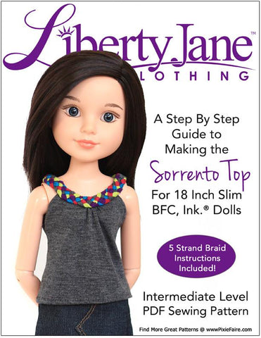 Liberty Jane BFC Ink Sorrento Top Pattern for BFC, Ink Dolls Pixie Faire