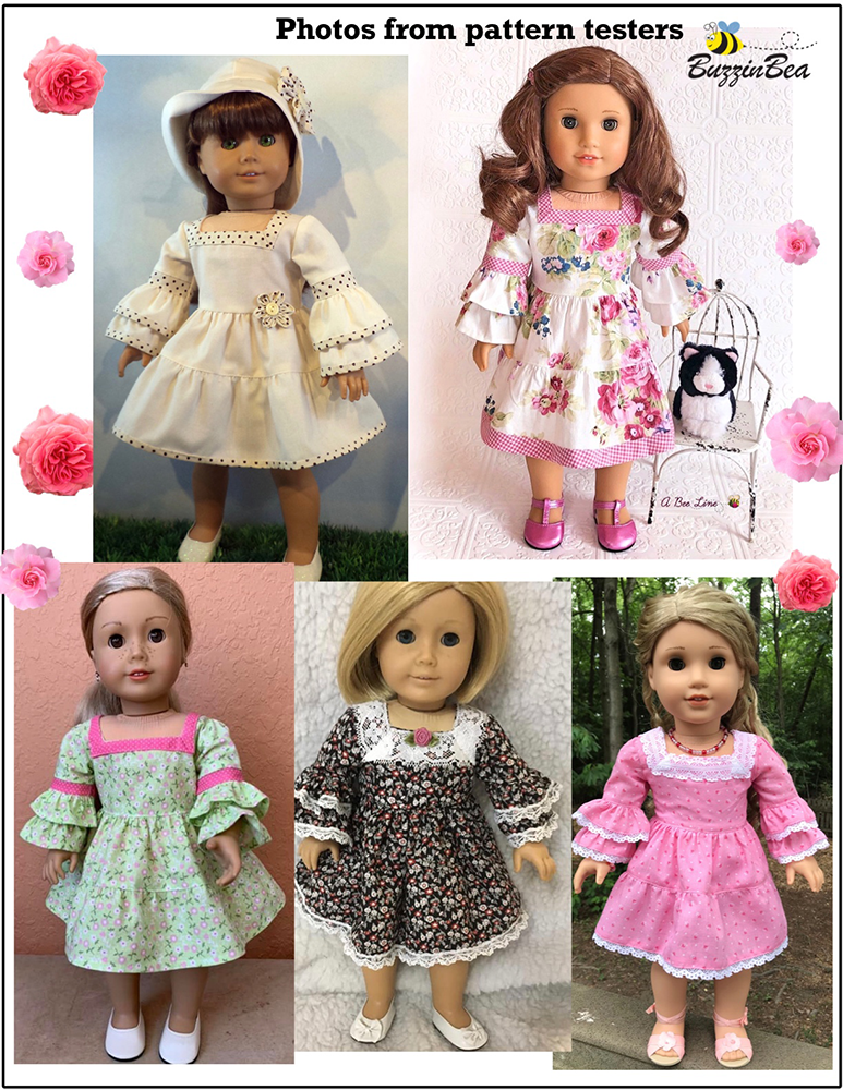 BuzzinBea 18 Inch Modern Camellia Dress 18" Doll Clothes Pattern Pixie Faire