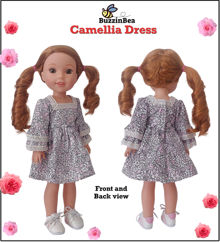 BuzzinBea WellieWishers Camellia Dress 14.5" Doll Clothes Pattern Pixie Faire