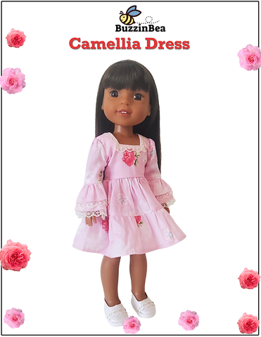 BuzzinBea 18 Inch Modern Camellia Dress 14.5" Doll Clothes Pattern Pixie Faire