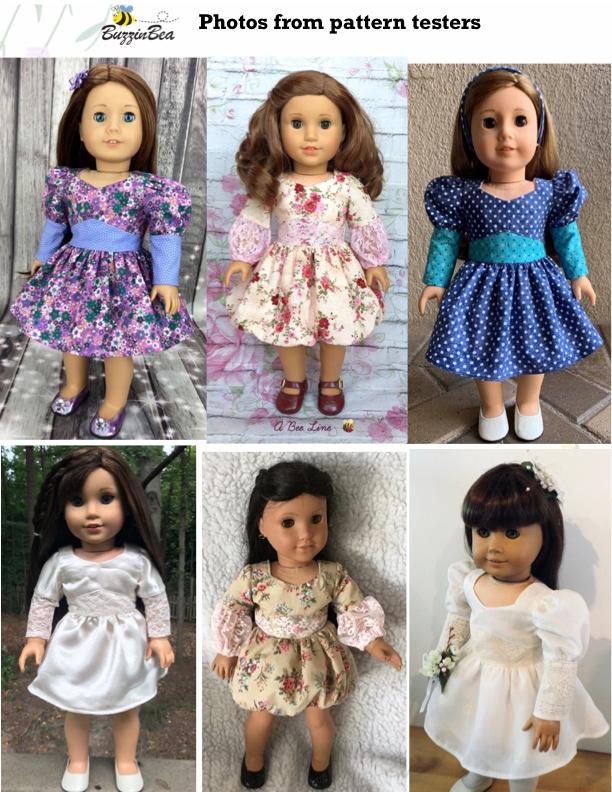 BuzzinBea 18 Inch Modern Lupine Dress 18" Doll Clothes Pattern Pixie Faire