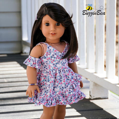 BuzzinBea 18 Inch Modern Chrysanthemum Dress 18" Doll Clothes Pattern Pixie Faire