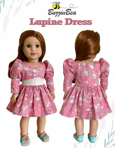 BuzzinBea 18 Inch Modern Lupine Dress 18" Doll Clothes Pattern Pixie Faire