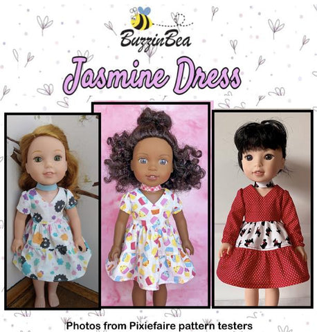 BuzzinBea WellieWishers Jasmine Dress 14.5" Doll Clothes Pattern Pixie Faire