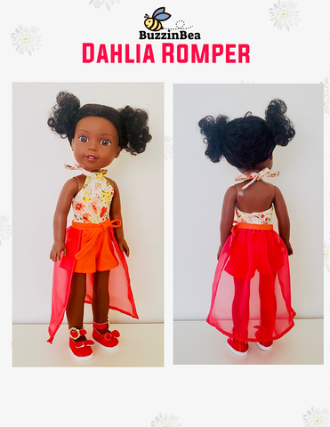 BuzzinBea WellieWishers Dahlia Romper 14.5" Doll Clothes Pattern Pixie Faire