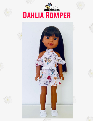 BuzzinBea WellieWishers Dahlia Romper 14.5" Doll Clothes Pattern Pixie Faire