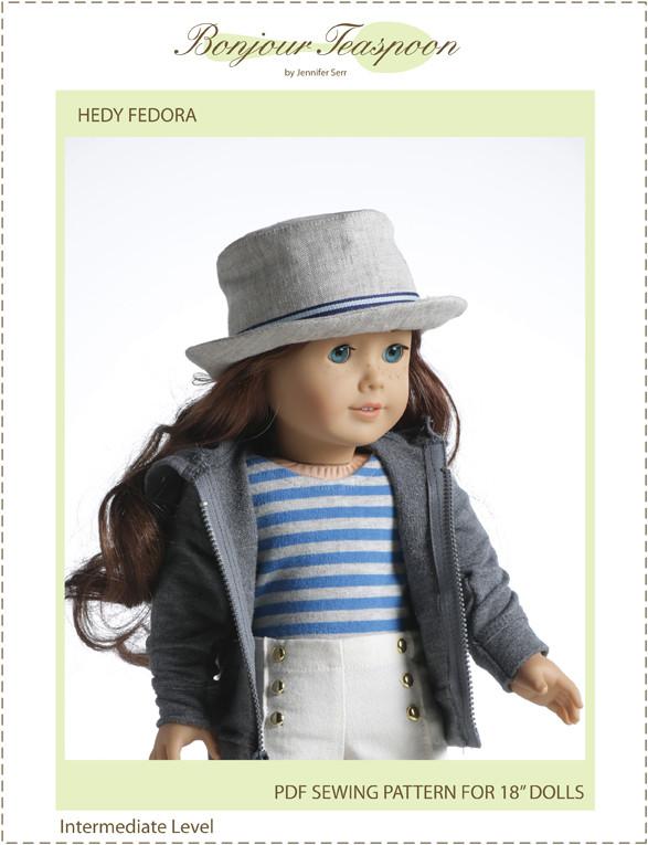 Hedy Fedora PDF Pattern Download 18 inch Dolls Such As American Girl