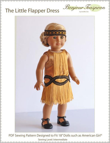 Bonjour Teaspoon 18 Inch Historical The Little Flapper Dress 18" Doll Clothes Pattern Pixie Faire