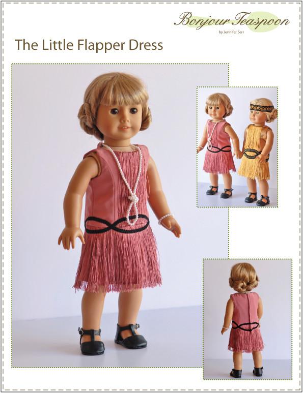 Bonjour Teaspoon 18 Inch Historical The Little Flapper Dress 18" Doll Clothes Pattern Pixie Faire