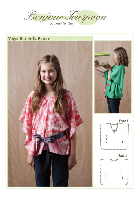 Bonjour Teaspoon Girls Maya Butterfly Blouse Pattern for Girls Pixie Faire