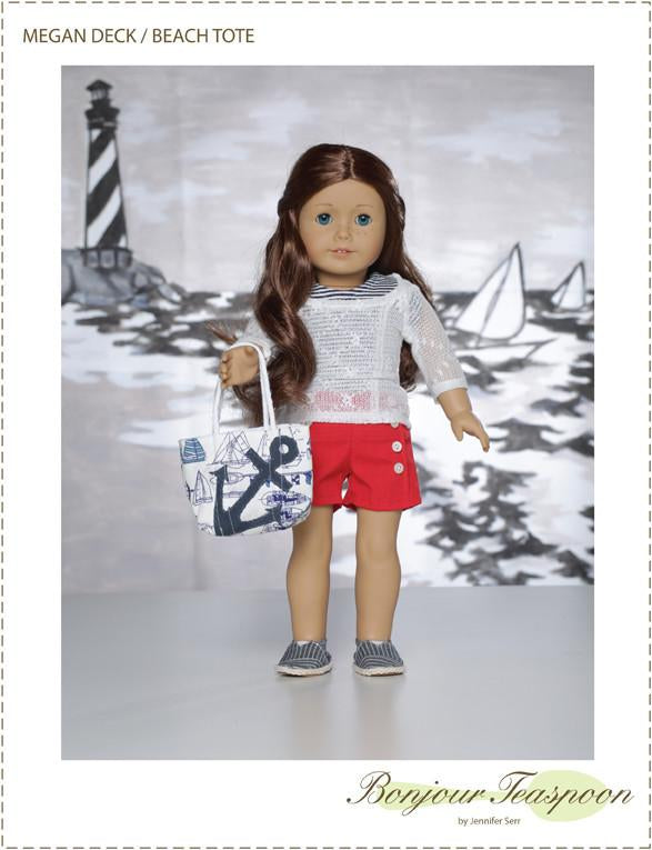 Bonjour Teaspoon 18 Inch Modern Megan Deck Beach Tote 18" Doll Accessory Pattern Pixie Faire