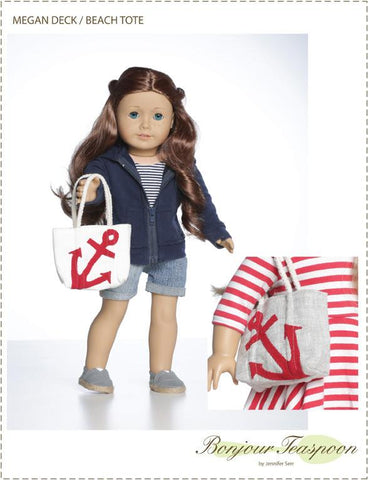 Bonjour Teaspoon 18 Inch Modern Megan Deck Beach Tote 18" Doll Accessory Pattern Pixie Faire