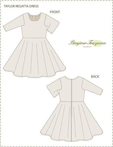 Bonjour Teaspoon 18 Inch Modern Taylor Regatta Dress 18" Doll Clothes Pattern Pixie Faire