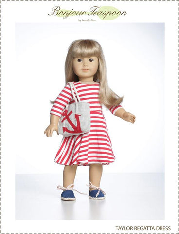 Bonjour Teaspoon 18 Inch Modern Taylor Regatta Dress 18" Doll Clothes Pattern Pixie Faire