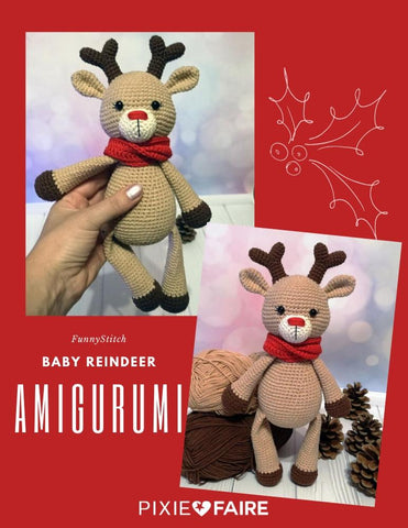 Funny Stitch Amigurumi Baby Reindeer Amigurumi Crochet Pattern Pixie Faire