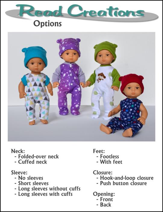 Read Creations 8" Baby Dolls Baby Sister's Sleeper Outfit 8" Baby Doll Clothes Pattern Pixie Faire