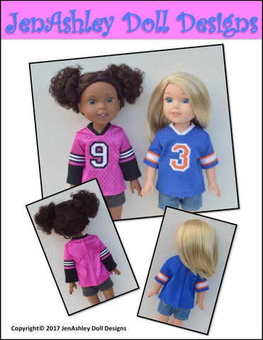 Jen Ashley Doll Designs WellieWishers Relaxed Fit Football Jersey 14.5" Doll Clothes Pattern Pixie Faire