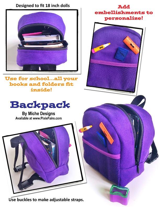 Miche Designs Heading to Grandma s Backpack Doll Clothes Pattern 18 inch American Girl Dolls