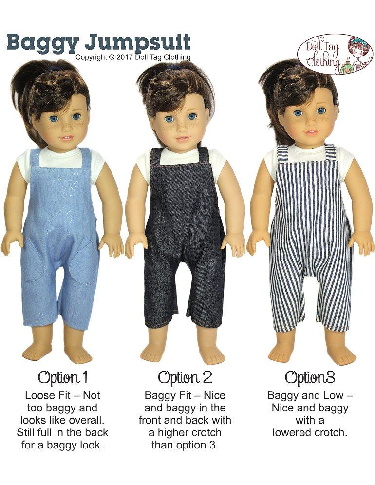 Doll Tag Clothing 18 Inch Modern Baggy Jumpsuit 18" Doll Clothes Pattern Pixie Faire
