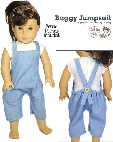 Doll Tag Clothing 18 Inch Modern Baggy Jumpsuit 18" Doll Clothes Pattern Pixie Faire