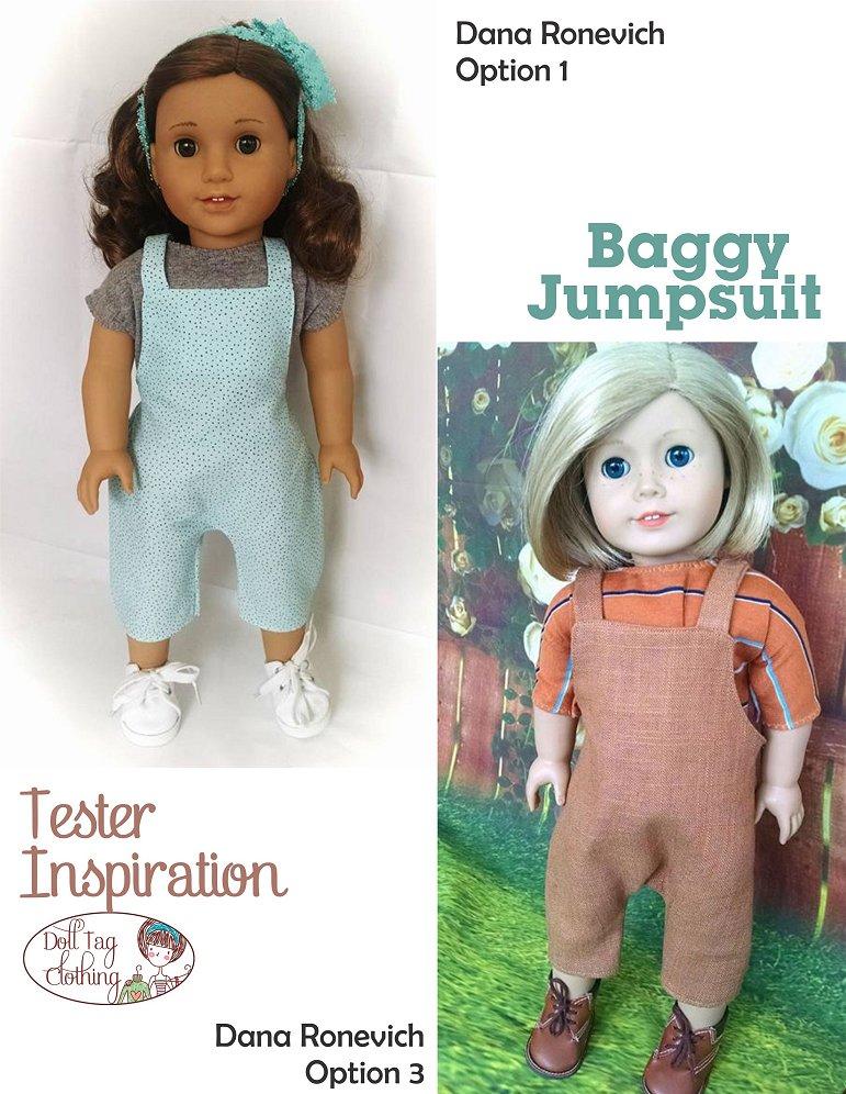Doll Tag Clothing 18 Inch Modern Baggy Jumpsuit 18" Doll Clothes Pattern Pixie Faire