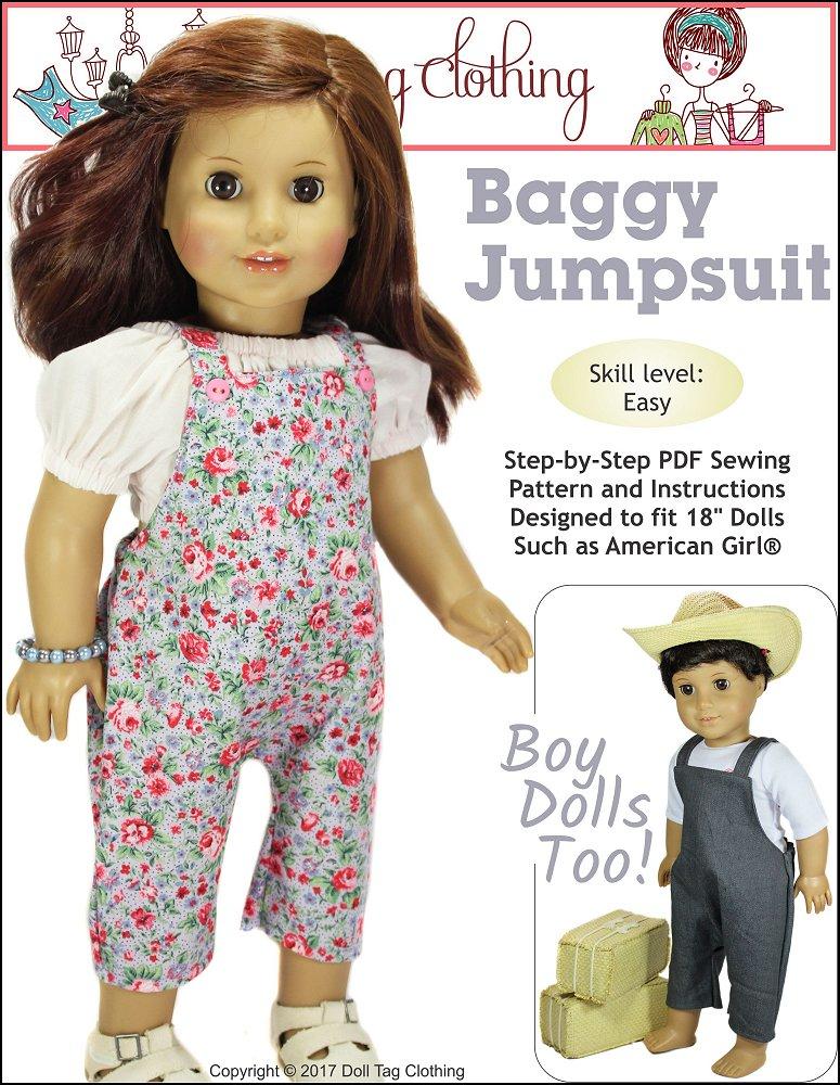 Doll Tag Clothing Baggy Jumpsuit Doll Clothes Pattern 18 inch American Girl  Dolls